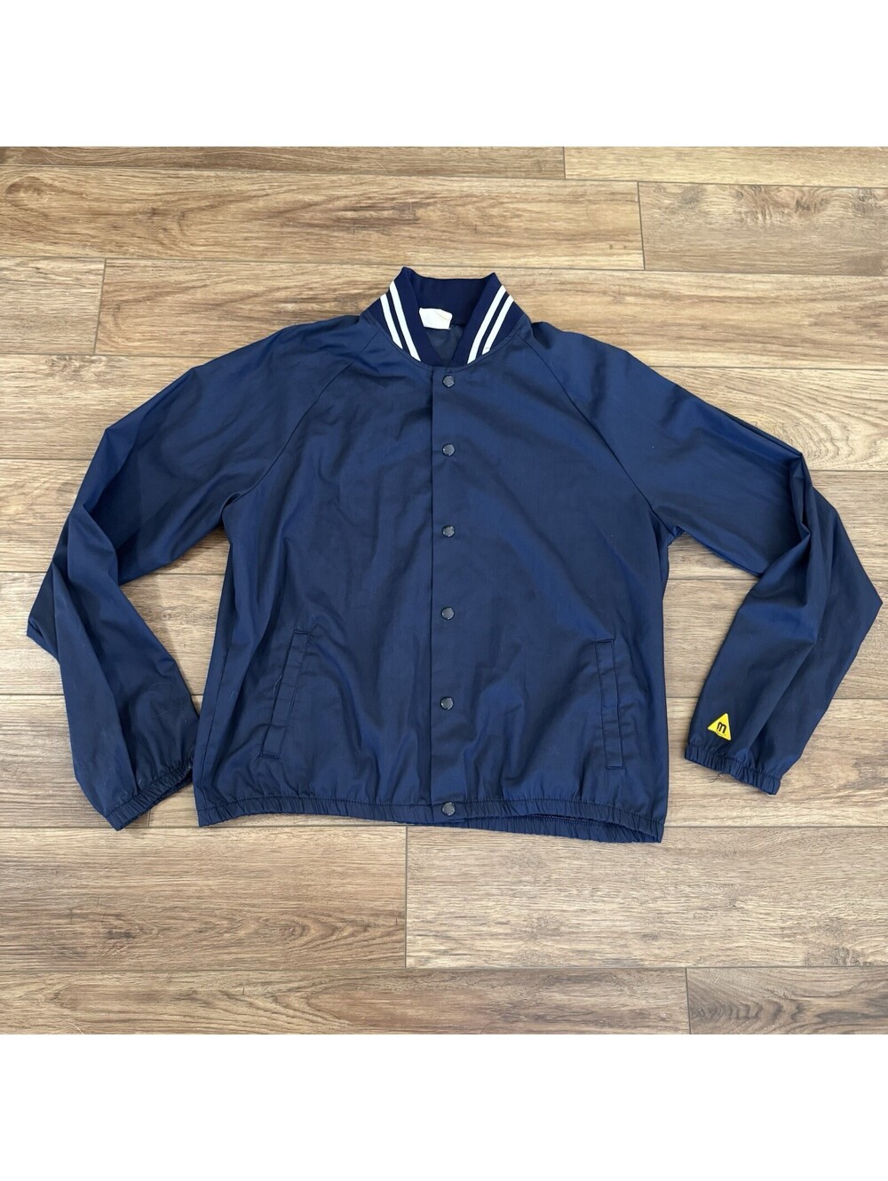 Vtg 70s 80s Majestic Athletic Coach Jacket Navy Blue L USA